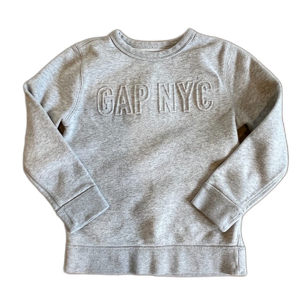GAP NYC Kids Grey Sweatshirt Raised Letters Small 6/7 Spell Out Retro